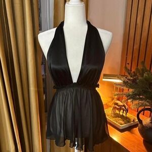 VTG 2008 Victorias Secret Sexy Little Things black‎ sheer halter top